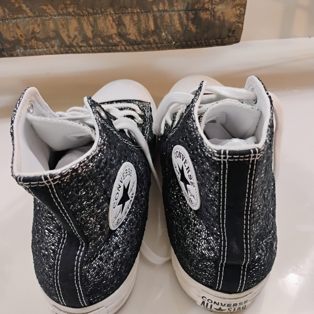 Converse Black Sparkle Sneakers  Man/Women's - Picture 6 of 12